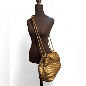 Elegant Gold Woven Tote Bag